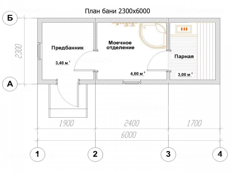 Баня 3x6 планировка