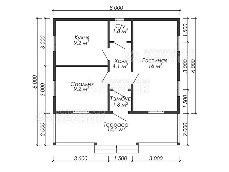 Проекты каркасных домов 7,5*7,5