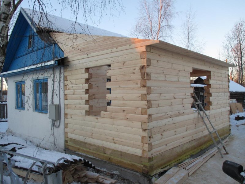 Пристройка из бруса к дому из бруса 3на3
