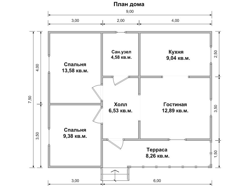 Планировка дома 7 на 10 одноэтажный