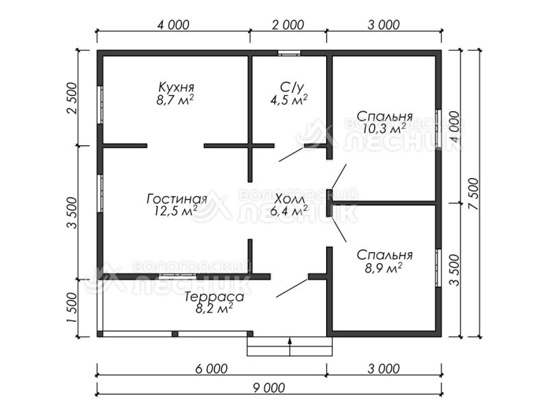 Каркасный дом 8х8 планировка