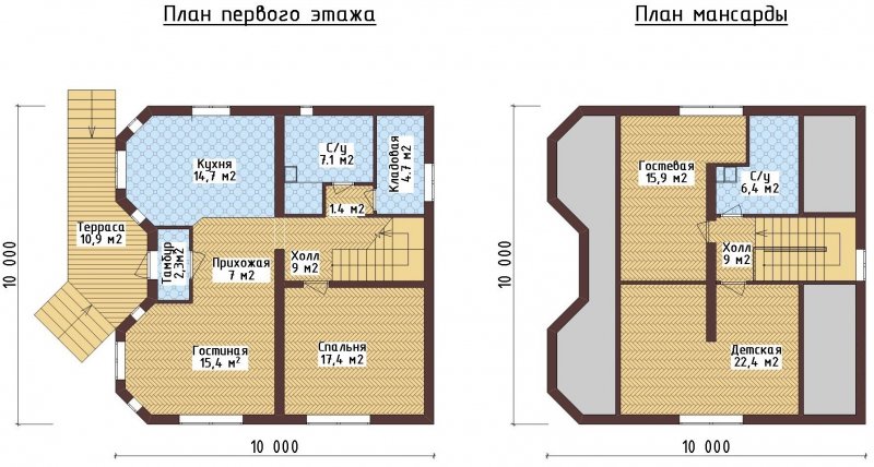 Проект дома 10х10 одноэтажный с мансардой