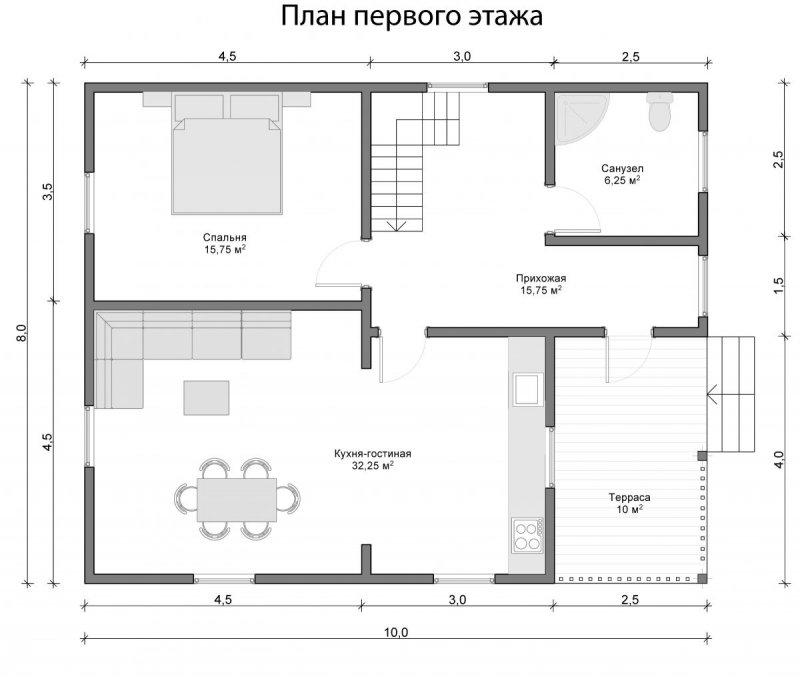 Дом 8х10 одноэтажный планировка