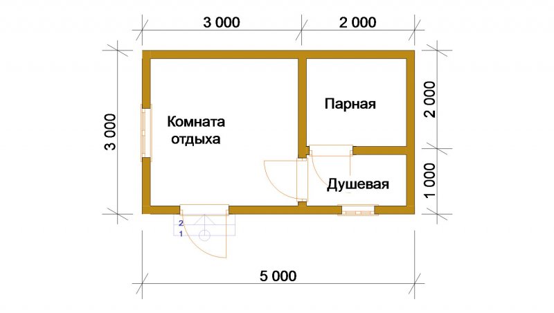 Баня из бруса 3х5 планировка
