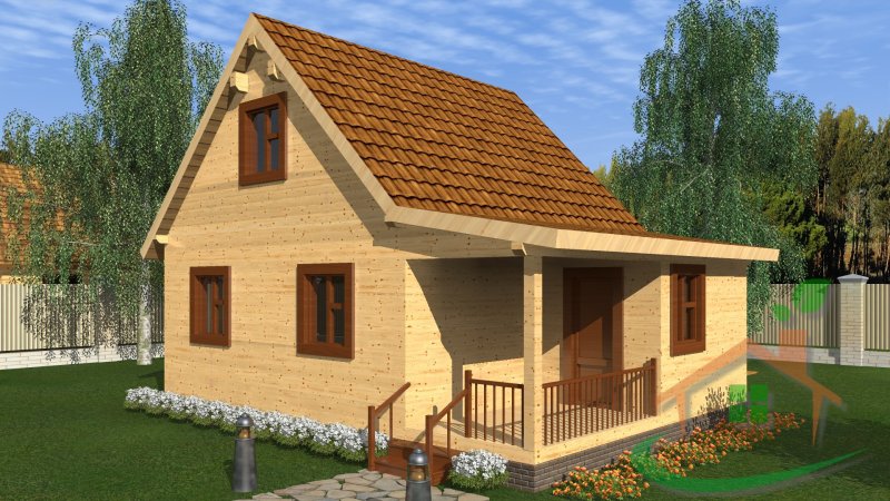 Дачный домик из пеноблоков с верандой