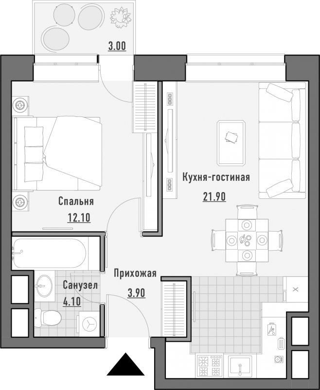 Планировки однокомнатных квартир в ЖК Королев