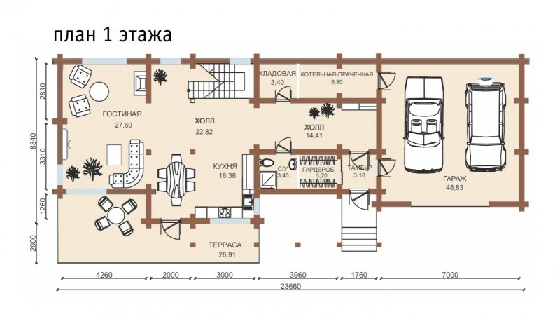 Планировка дома с котельной и постирочной