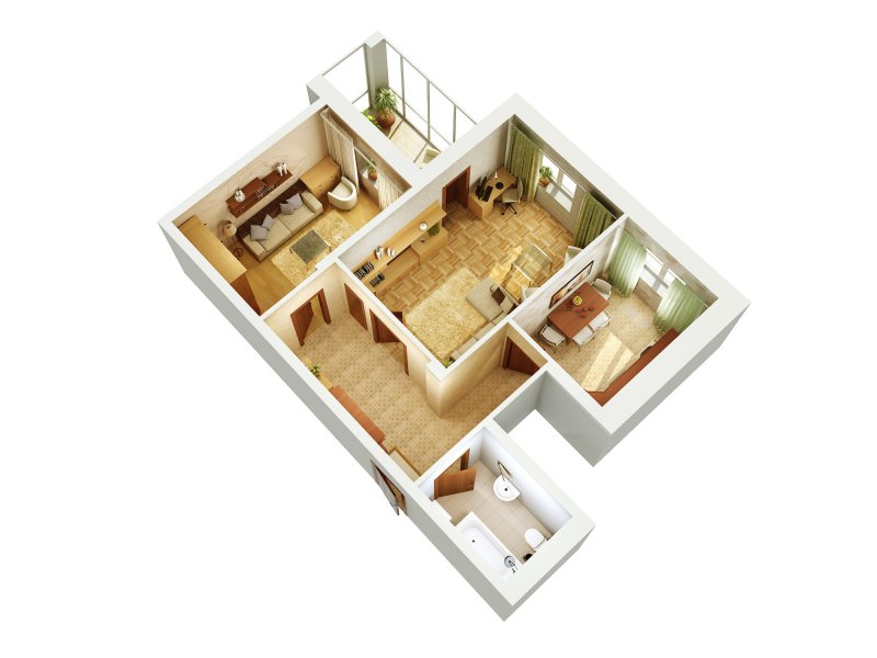 3d планировка квартиры три спальни
