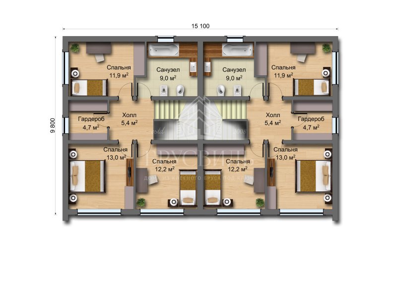 Каркасный дуплекс 160 м2