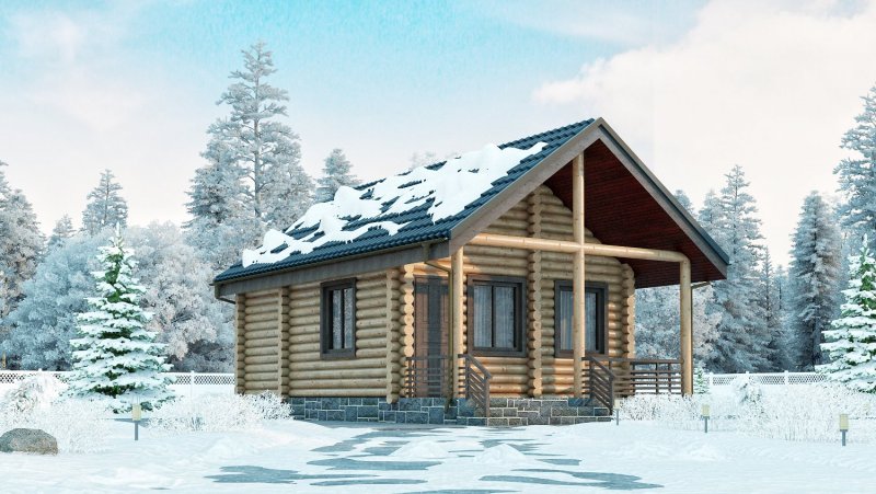 Баня с беседкой из бруса 4х10