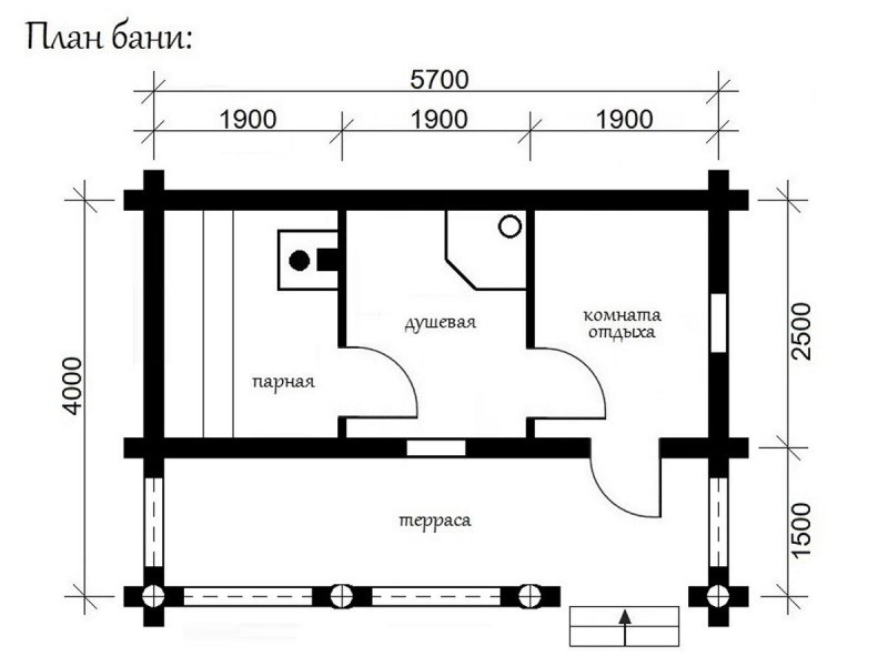 Размеры бани с парилкой чертеж