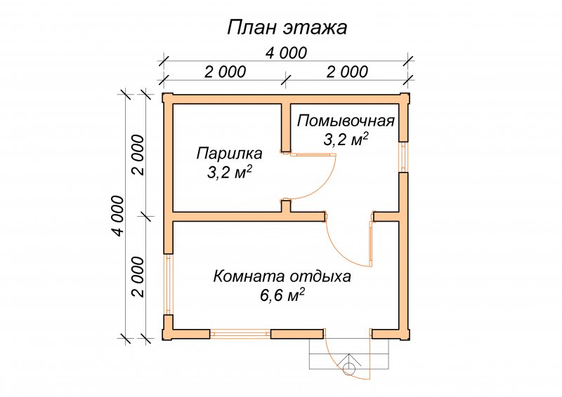 Баня 4х4 из бруса 150х150 планировка