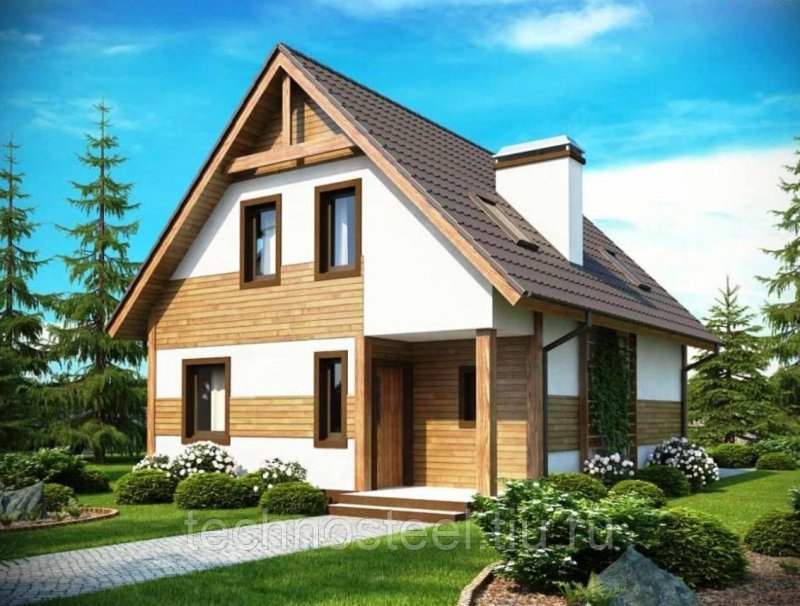 Дом с мансардой и балконом 120кв