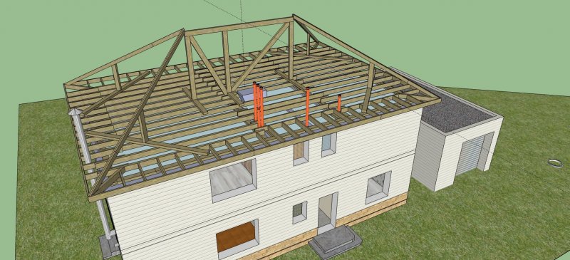 Вальмовая крыша Sketchup