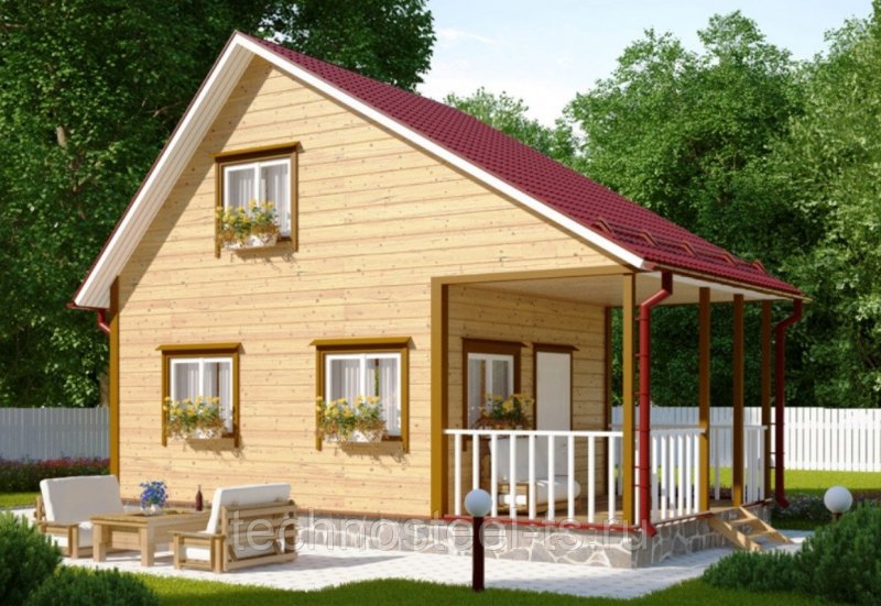 Дом каркасный 6на 8 с террасой