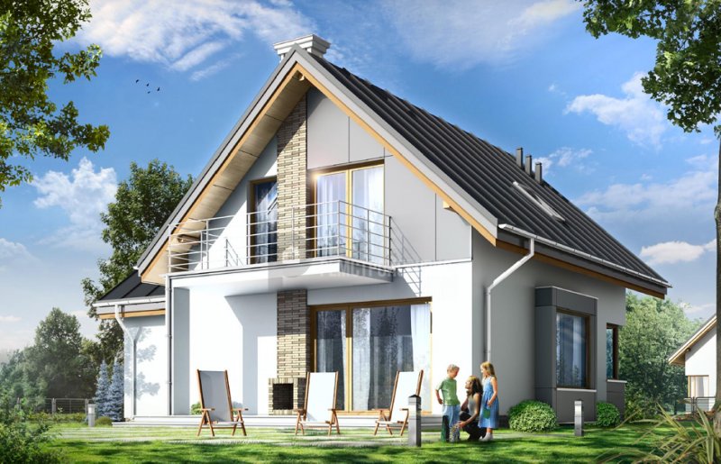 Дом из газобетона с двускатной крышей