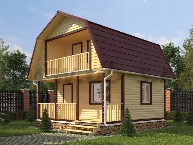 Планировка каркасного дома 6х8 с мансардой
