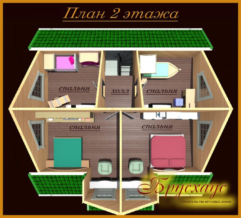 Планировка 2 этажного дома 10х10