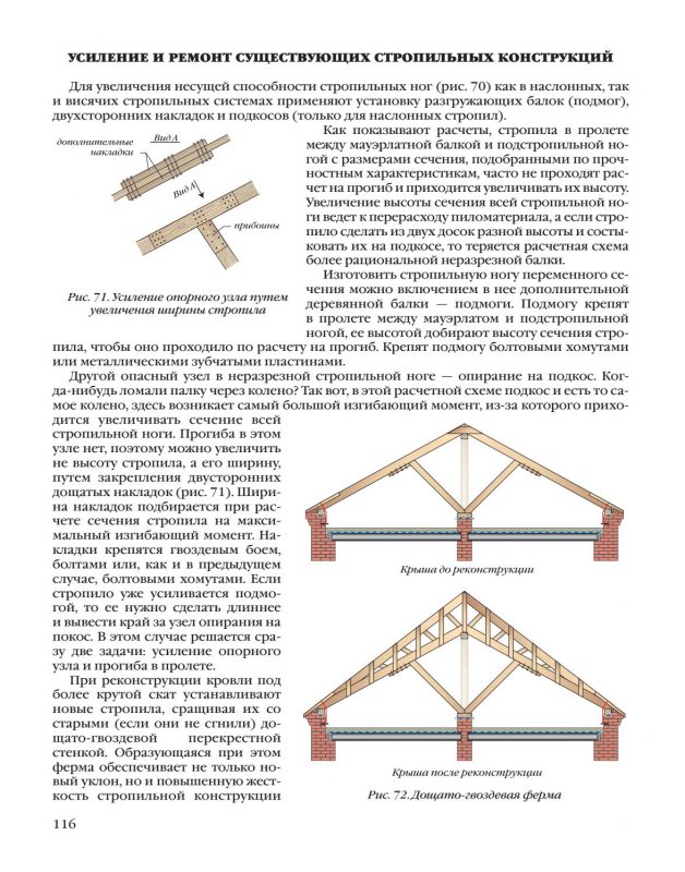 Монтаж стропил двухскатной крыши. Чертеж