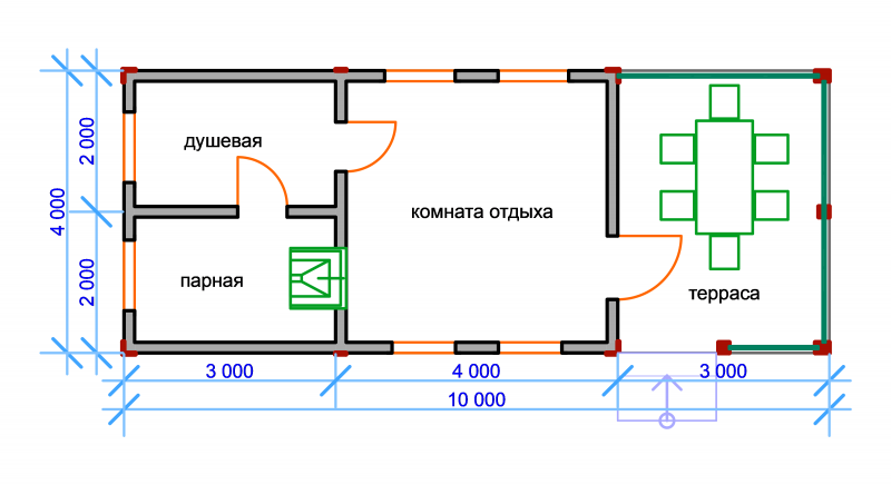 Проект бани 5х8
