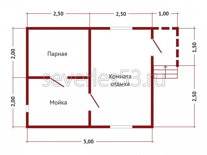 План бани 2.3х8