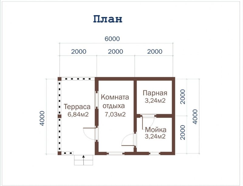Каркасная баня 3х4 планировка