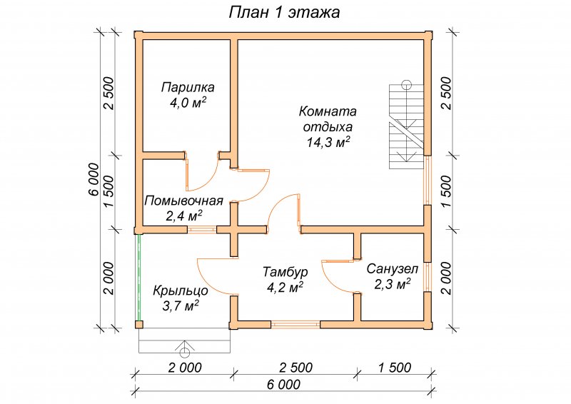 Домик из бруса 4х6 со спальным местом