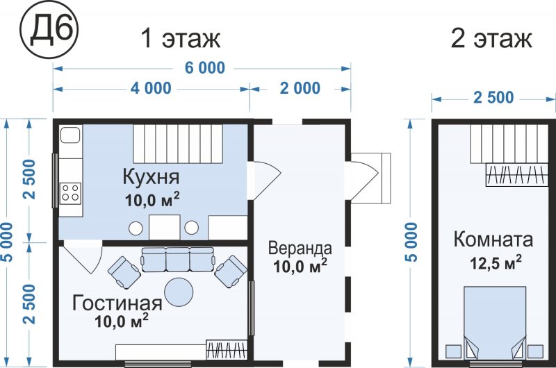 Баня 6х6 с террасой планировка