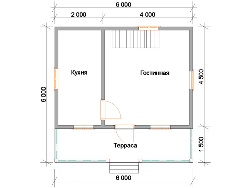 Планировки одноэтажные дома 6х6 с террасой