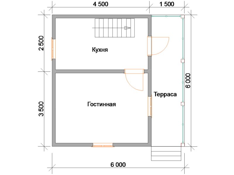 Планировка дачного домика 6х6 двухэтажный