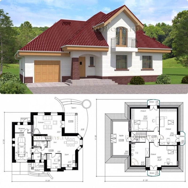 Дом с мансардой и террасой и гаражом 150м2