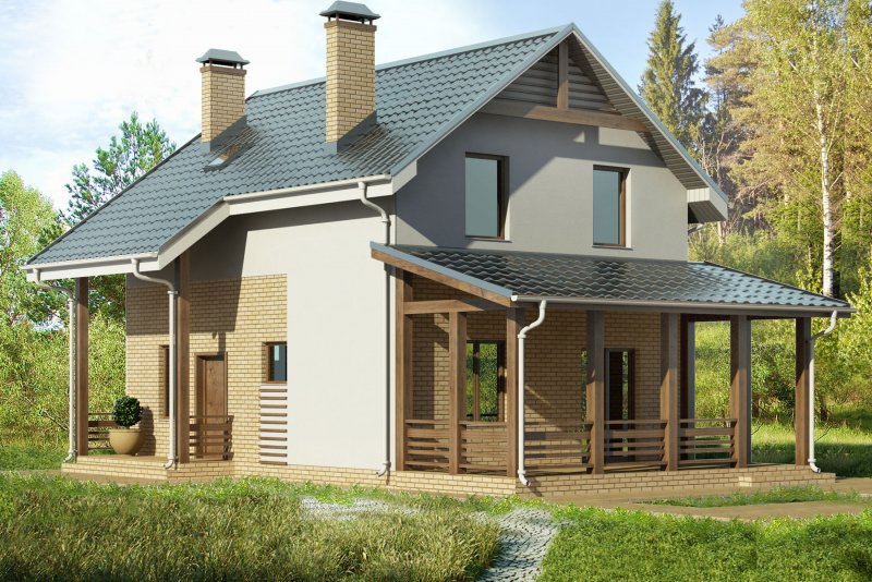 Проект газобетонного дома с террасой