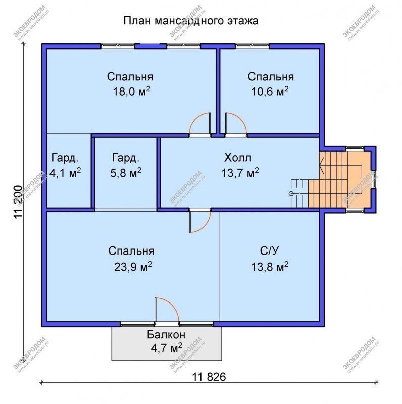 Одноэтажный дом 11х11 планировка