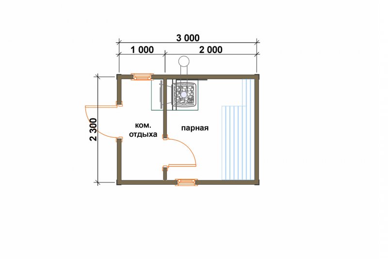 Планировка бани 3х2.5