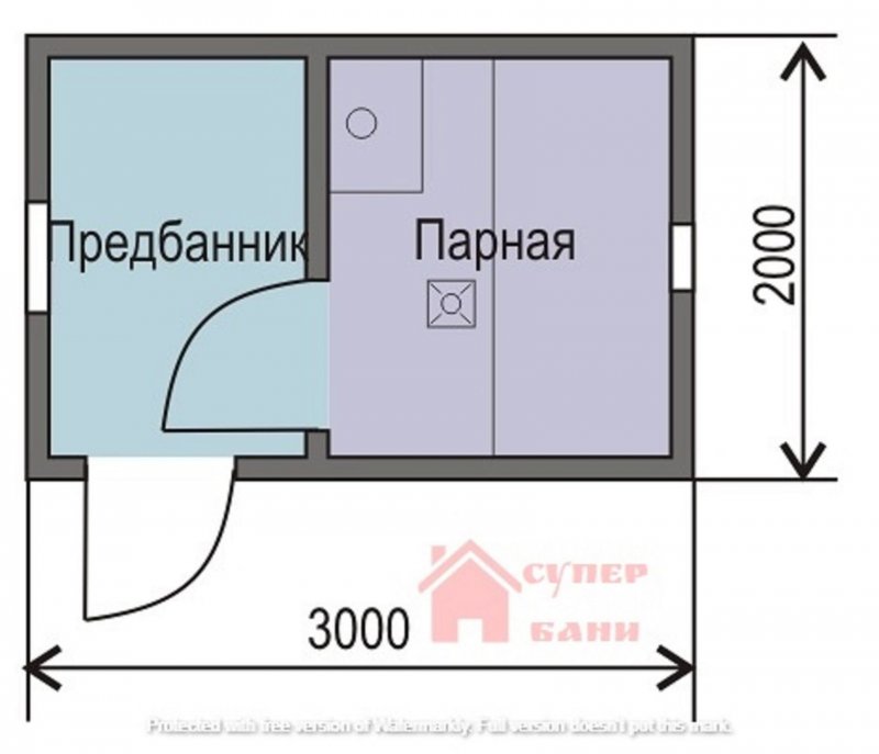 Баня 3х2 планировка с парилкой