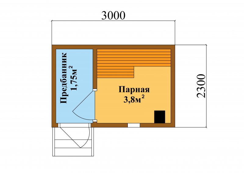 Баня 4х2.3 планировка