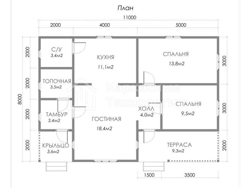 План дома 8 на 11 одноэтажный