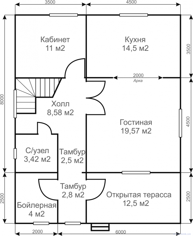 Планировка дома 8х10 двухэтажный