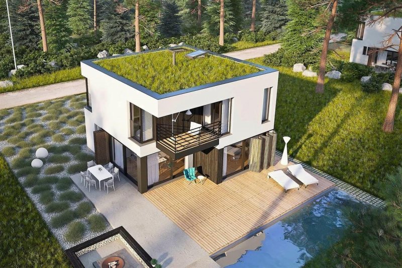 Дом с плоской крышей монолит 170 м