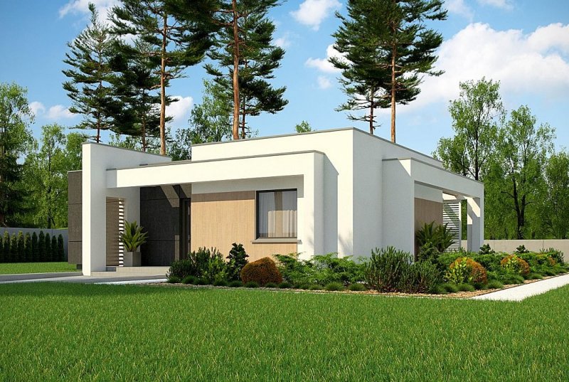 Дом из газобетона с плоской крышей