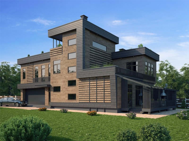 Дом с плоской крышей монолит 170 м