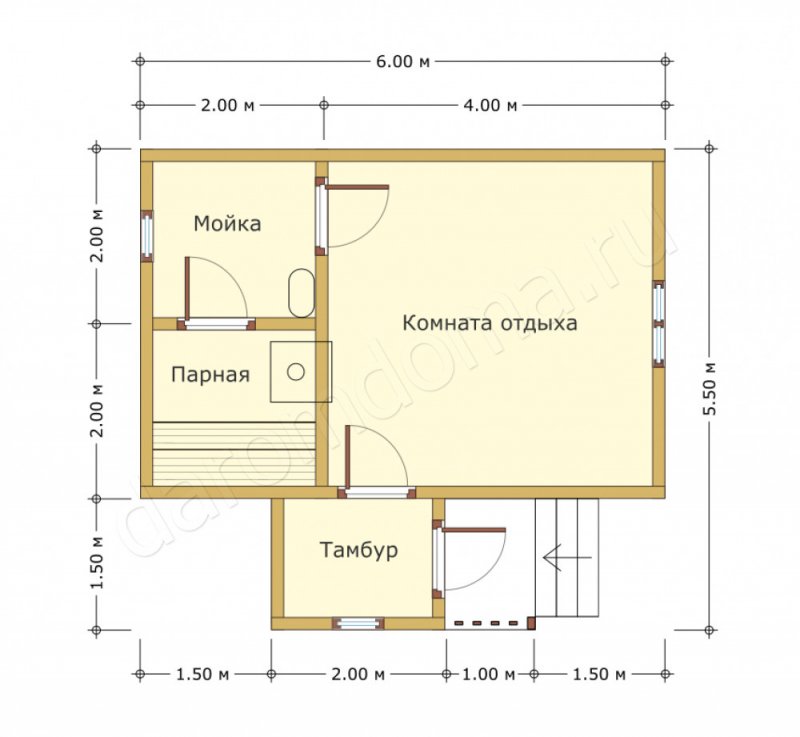 Планировки мобильной бани 6х2,3