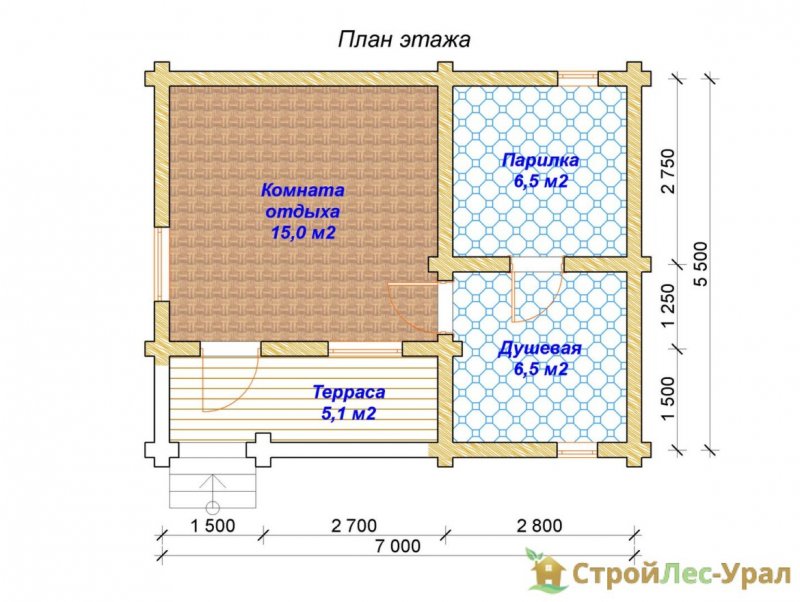 Баня 4х4 планировка из бревна с парилкой и мойкой