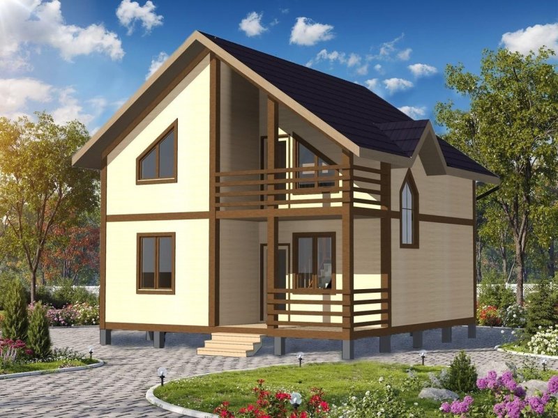 Каркасный дом 6 на 8 двухэтажный Модерн