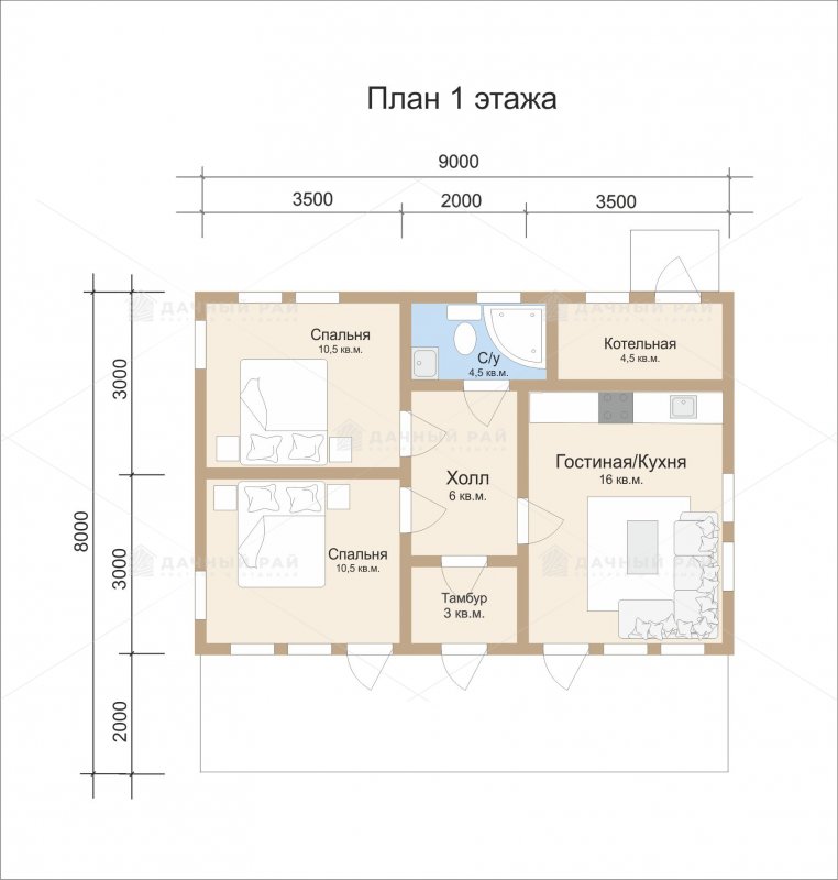 Планировка одноэтажного каркасного дома с односкатной крышей