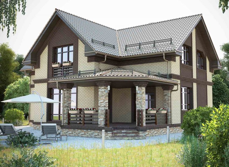 Дом с мансардой и балконом 120кв