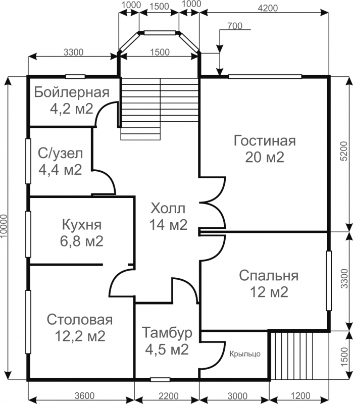 Схема планировки двухэтажного дома 10х10
