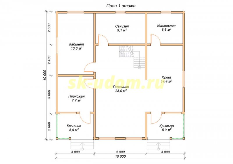 Планировка каркасного дома 10х10 двухэтажный