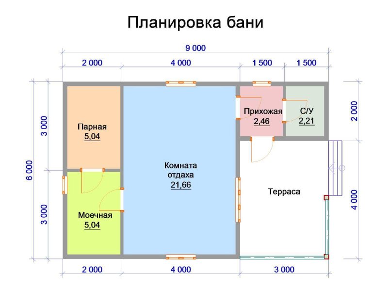 Дом баня 6 на 9 планировка