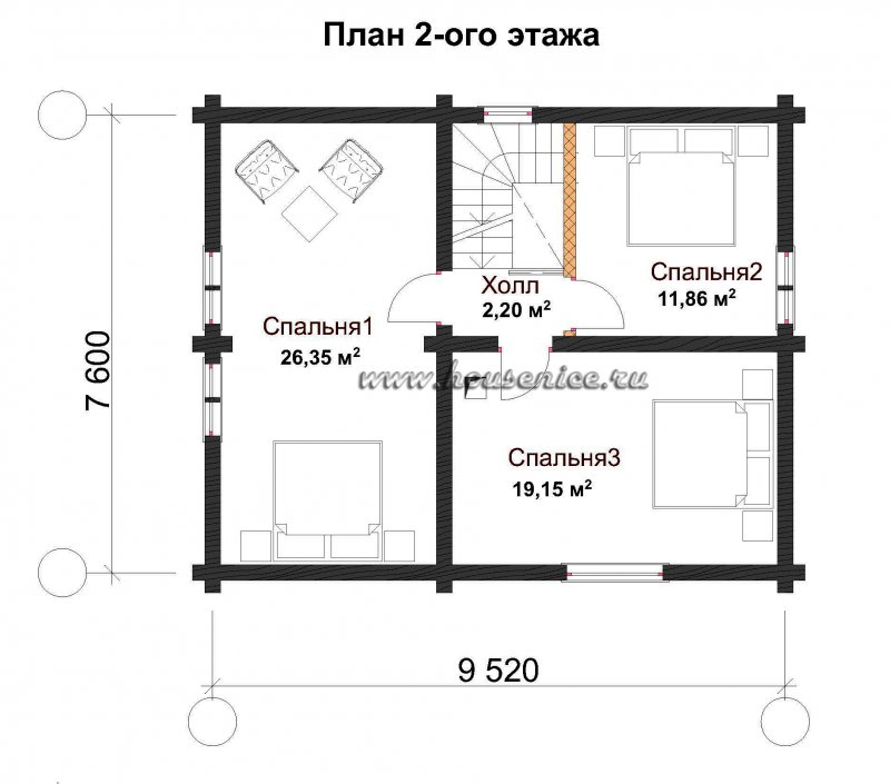 Планировка первого этажа в доме 6 на 9